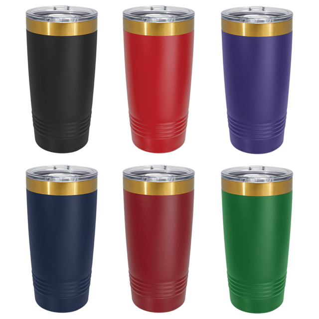 Polar Camel 20 0z. Bright Gold ION-Plated Ringneck Tumbler with slider lid